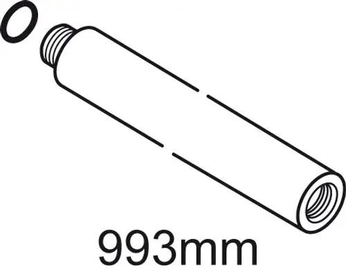 Brausestange von Ideal Standard, zylindrische Form mit Innengewinde. Eine Dichtung ist neben der Stange abgebildet.